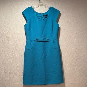 Elegant Blue Cap Sleeve Dress TAHARI